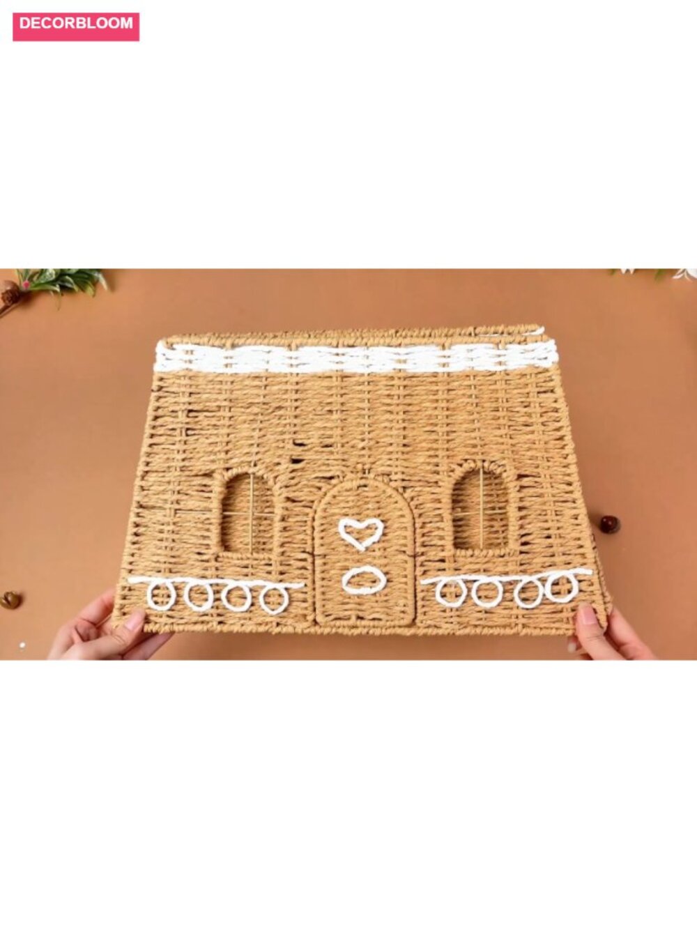 Rattan Gingerbread House Christmas Tree Collar 17 in Woven Farmhouse Decor - Picture 6 of 6